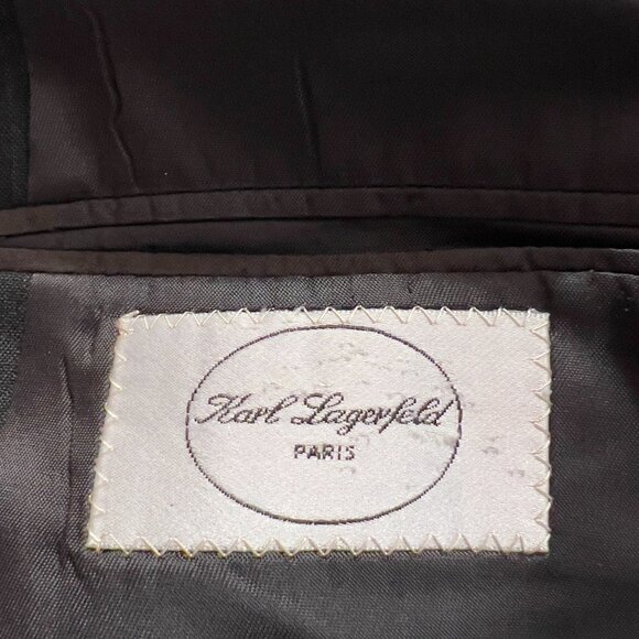 Vintage Karl Lagerfeld Paris Mens 100% Wool Charcoal Gray Jacket/Blazer - Picture 7 of 8